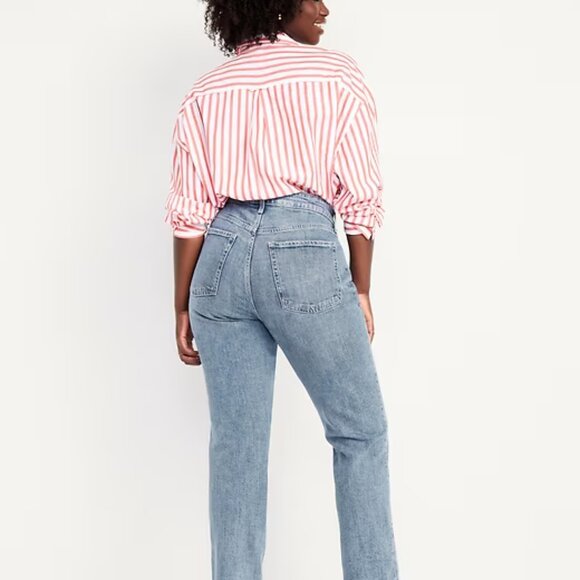 Old Navy Ladies Curvy Extra High-Waisted Straight Jeans / 12 Petite / New w Tags - Picture 2 of 11